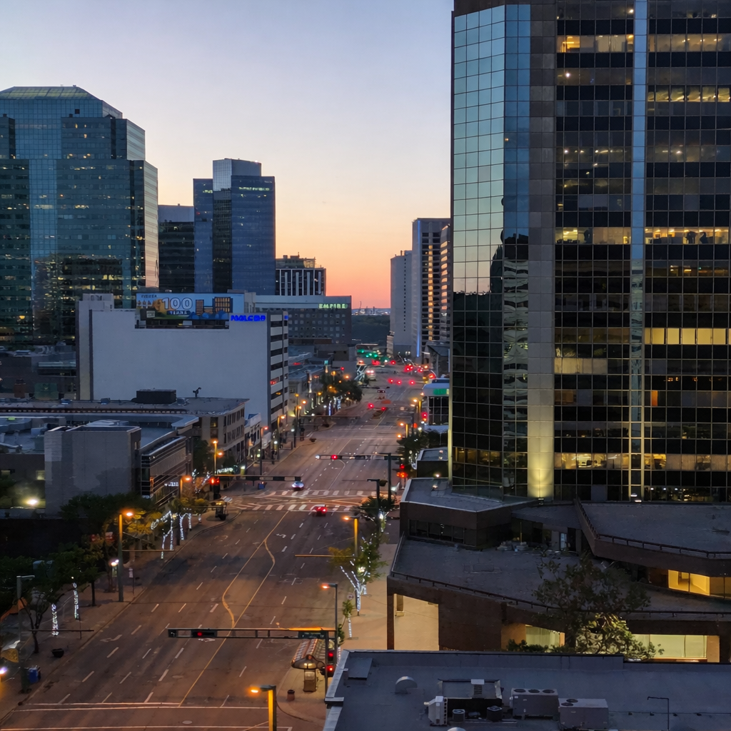 Image of Jasper Avenue Edmonton, facing east from 106 street.